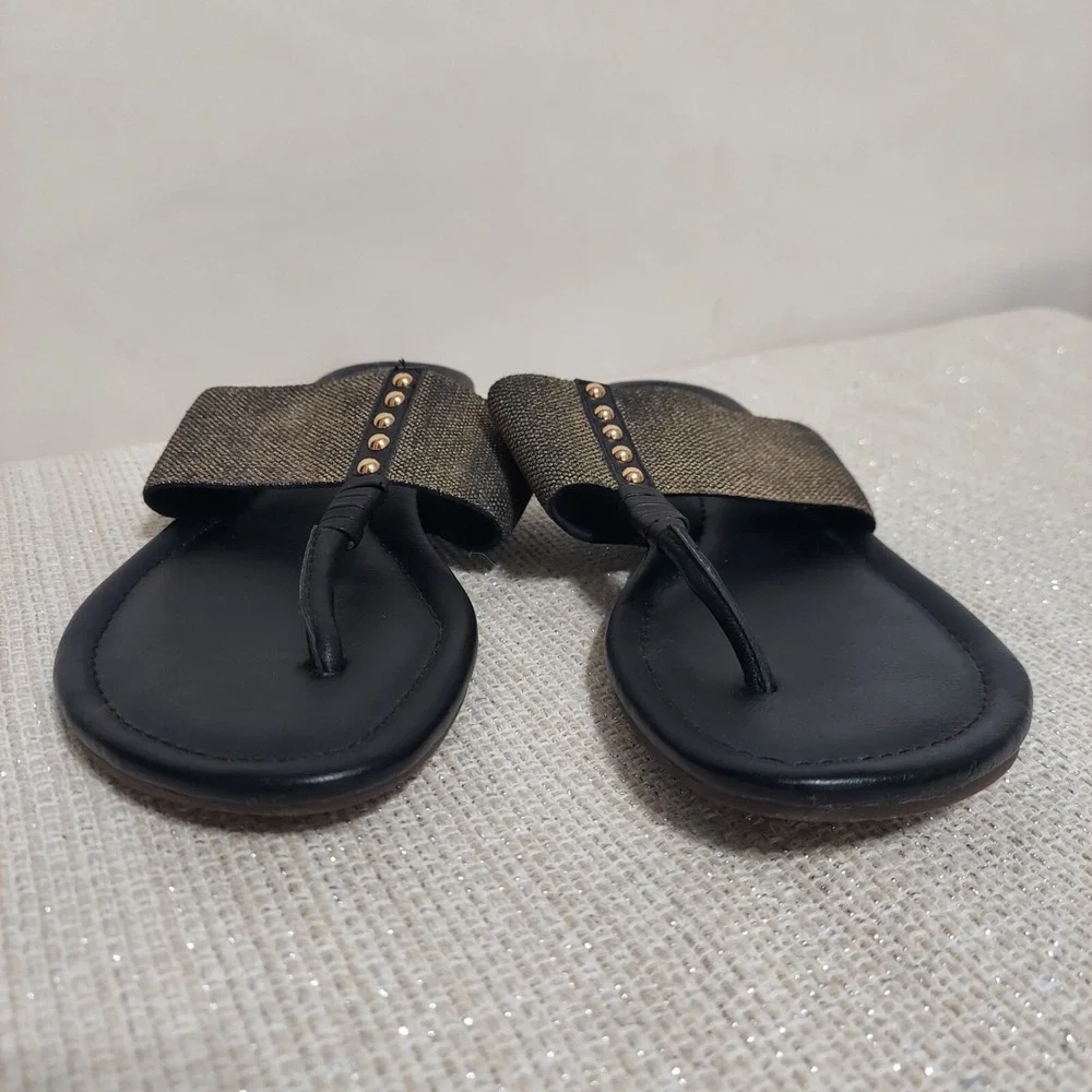 Sofft Women's Ameda Leather‎ Thong Flip Flop Sandals Brown Gold Metallic Size 8